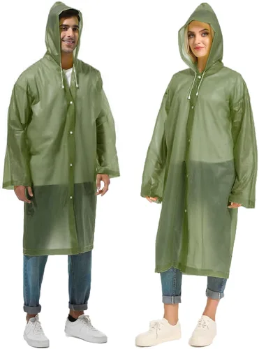 Vista 6 de Ponchos de lluvia para adultos, impermeables, reutilizables, para supervivencia, resistentes, militares, impermeables, 2 paquetes de abrigo