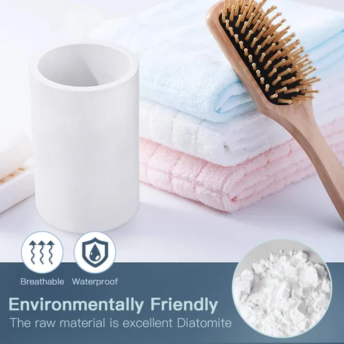 Vista 3 de ULG - Soporte para cepillo de dientes de diatomita de materiales naturales orgánicos, material de secado rápido, soporte para vasos y organizador