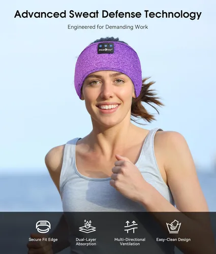 Vista 7 de MUSICOZY - Diadema para dormir con auriculares Bluetooth 5.4, audífonos inalámbricos con máscara para los ojos, orejeras HD para entrenamiento