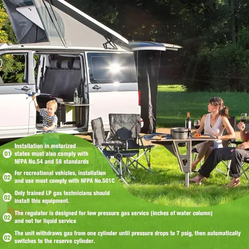 Vista 8 de Regulador de propano RV 2 mangueras de tanque, regulador de propano dual con cambio automático, regulador de gas RV Kit de tanque doble