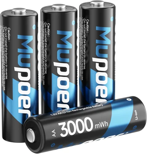 Vista 20 de Mupoer Baterías AA recargables con caja, baterías de litio de 3600 mWh, AA de 1.5 V, 4 unidades, batería doble A, recargable, iones de litio