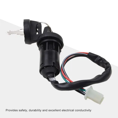 Vista 3 de GOOFIT Juego de llaves de interruptor de encendido de 4 cables con tapa de repuesto para motocicleta de motocross de 50 cc, 70 cc, 90 cc, 110 cc