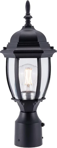 Vista 15 de LIT-PaTH Farol de poste de iluminación para exteriores, base mediana E26 máx. 60 W, carcasa de aluminio más vidrio, acabado blanco mate, paquete de 1