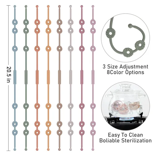 Vista 7 de Correas de seguridad de juguete, clips de silicona para chupete, correas ajustables y elásticas para cochecitos, silla alta, cunas, cestas