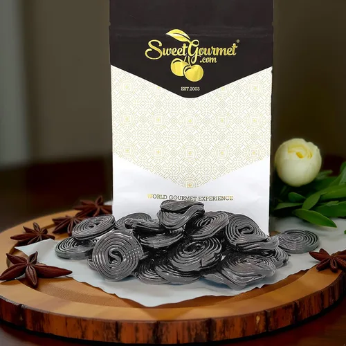 Vista 5 de Ruedas de Regaliz Negro Italiano Caramelos a Granel Colores y Sabores Naturales, Sin OGM 1 Libra