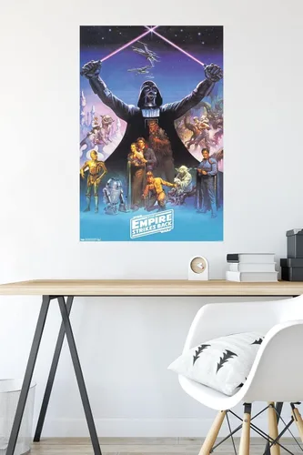 Vista 5 de Trends International Star Wars: The Empire Strikes Back 40th - Póster de pared de Darth Vader, 14.725 x 22.375 pulgadas, versión enmarcada de madera