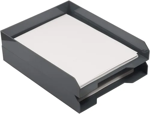 Vista 20 de JAM PAPER Bandejas de papel apilables, color negro, bandeja organizadora de documentos de escritorio, cartas y archivos, 2