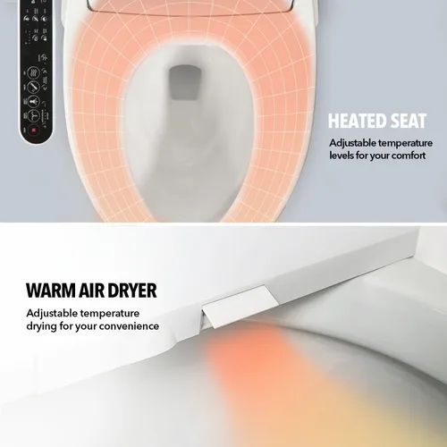 Vista 3 de Barumi Bidé [BM-4000], Asiento de inodoro con bidé eléctrico, Asiento con calefacción, Agua tibia, Control de posición, Modo ecológico, Autolimpieza