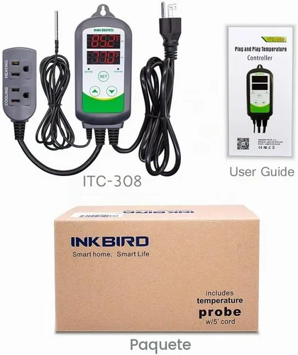 Vista 6 de Inkbird Termostato con control de temperatura digital precableado de doble función, 110 V, 1100 W, calefacción y refrigeración, refrigerador