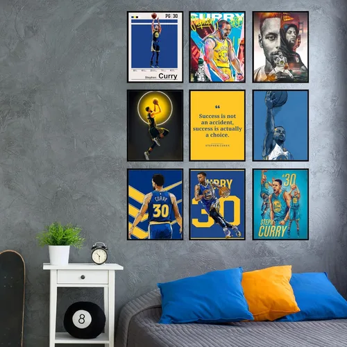 Vista 4 de BigWig Prints Póster de Steph Curry - Pósteres de baloncesto para dormitorio de niños, NBA Golden State Warriors, arte de pared de baloncesto