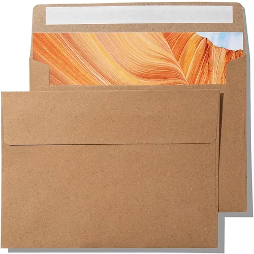 Pack It Chic - Sobres de papel kraft A7 de 5 x 7 pulgadas (110 unidades) sobres autosellados para invitaciones de boda, tarjetas de salvar la fecha,