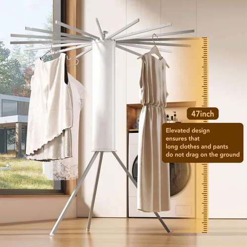 Vista 6 de Tendedero de Ropa con Trípode, Tendedero de Ropa que Ahorra Espacio, Tendedero de Ropa Plegable, Tendedero para Ropa, Tendedero Plegable