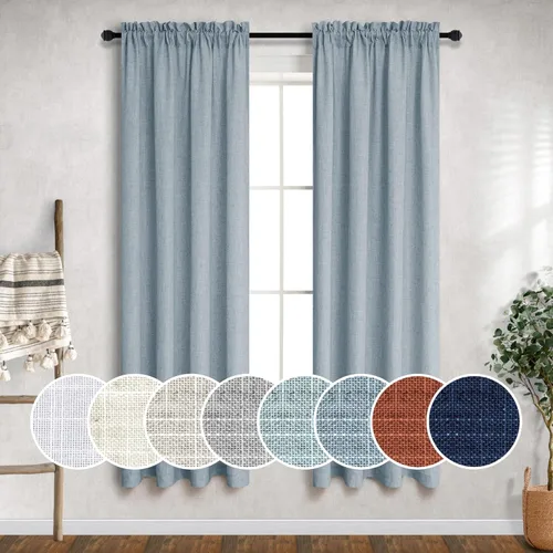 Vista 70 de Mrs.Naturall Cortinas azul marino de 90 pulgadas de largo para sala de estar, juego de 2 paneles con bolsillo para barra, cortinas reductoras