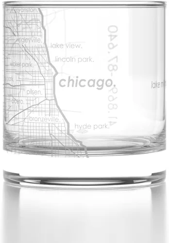 Vista 69 de Well Told Vaso de rocas grabado con mapa de Akron, Ohio, cristalería estilo antiguo (325ml, transparente) Vaso de bourbon grabado, regalos