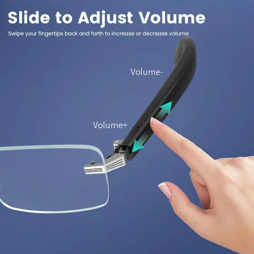 Vista 6 de Lentes inteligentes sin montura con altavoz Bluetooth, control remoto para tomar fotos, protección interior y control de voz (lentes antiluz azul)