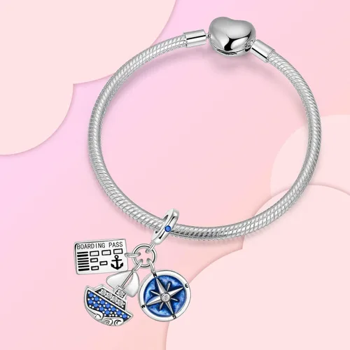Vista 2 de Dije de girasol con diseño de estrella y luna y elefante para pulsera, collar de plata de ley 925, dijes de corazón de amor para mujer, regalo