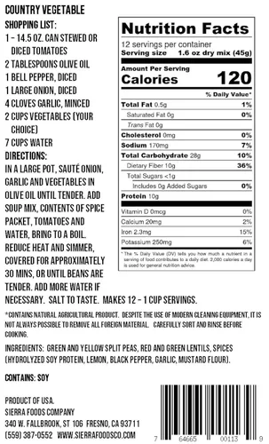 Vista 3 de Mezcla de sopa de verduras vegetarianas veganas sin gluten totalmente natural, paquete de 3 19.19 oz 19.2 oz cada uno