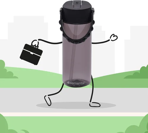 Vista 73 de Elemental Botellas de agua para niños – Botella de agua para niños Splash para la escuela con mango Pop-it – Botella de agua de plástico Tritan sin