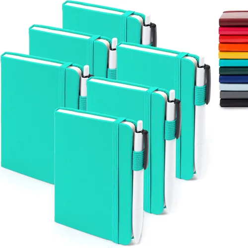 Vista 9 de Feela - Paquete de 6 cuadernos pequeños de bolsillo a granel, mini cuadernos de notas memo kawaii de tapa dura con líneas universitarias y soporte