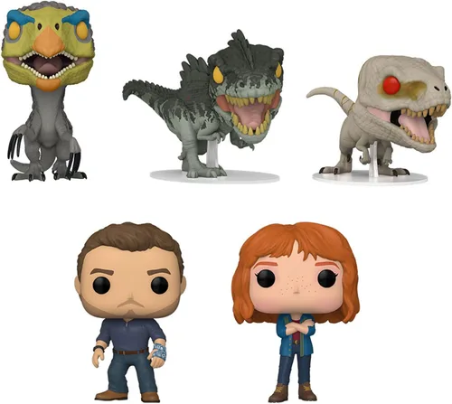 Funko Pop! Jurassic World Dominion - Juego de 5 - Set 1: Claire Dearing, Owen Grady, Therizinosaurus, Giganotosaurus, Atrociraptor (Ghost)