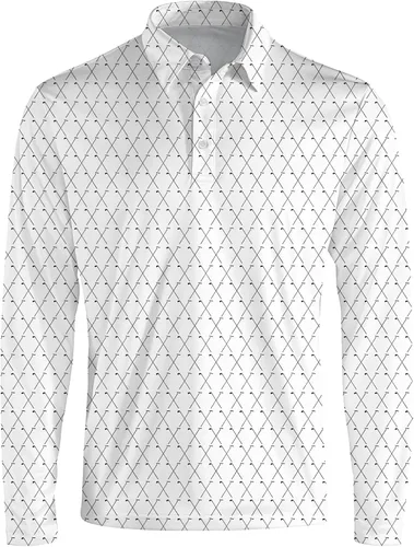 Vista 3 de Camisa de golf de manga larga para hombre, secado rápido, 3 botones, trabajo, pesca, al aire libre, casual, cuello