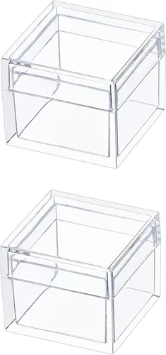 KissYou Caja pequeña de acrílico con tapa transparente para dulces, cajas para exhibición, decoración de fiesta, plástico, cuadrado, cubo