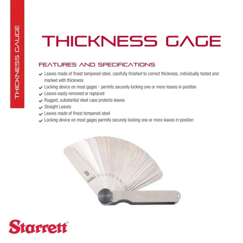 Vista 2 de Starrett Medidor de espesor de acero templado, 31 hojas, tamaño de 1/2"-1/4