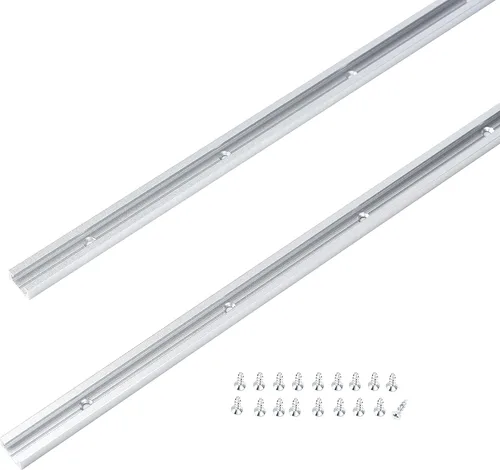 Vista 12 de T Track Kit de intersección de 3 pulgadas con tornillos para madera, perfil de doble corte con orificios de montaje preperforados, carpintería