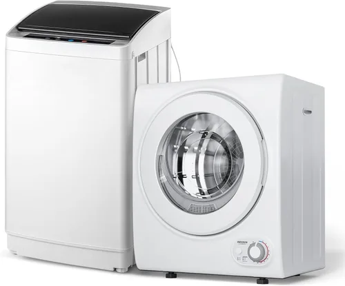 Vista 12 de ROVSUN Juego de lavadora completamente automática de 30 libras y secadora de ropa portátil de 3.5 pies cúbicos, juego combinado de lavadora