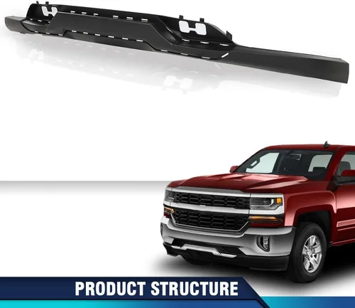 Vista 8 de PIT66 Cenefa de parachoques delantero texturizada con agujeros de gancho de remolque compatible con Chevy Silverado 1500 2016-2018/Silverado 1500 LD