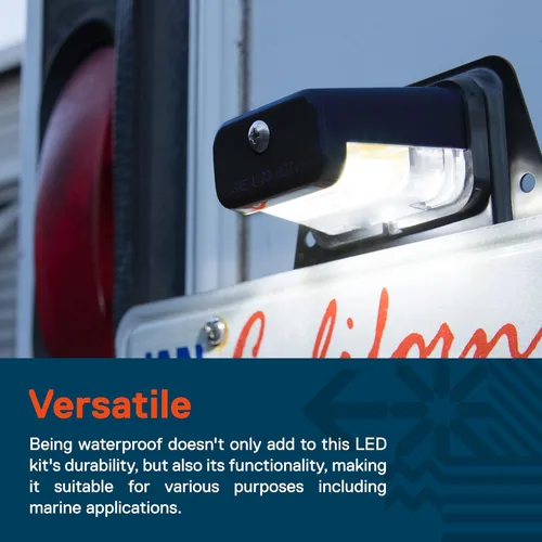 Vista 5 de True Mods - Luz LED negra para placa de matrícula para remolque de barco [montaje de soporte de acero] [DOT FMVSS 108] [SAE L] 12 V CC impermeable