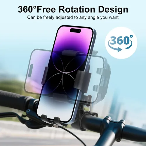 Vista 7 de Kairiyard Soporte de teléfono para motocicleta, 1s con bloqueo automático para teléfono, manillar de bicicleta, soporte de teléfono celular