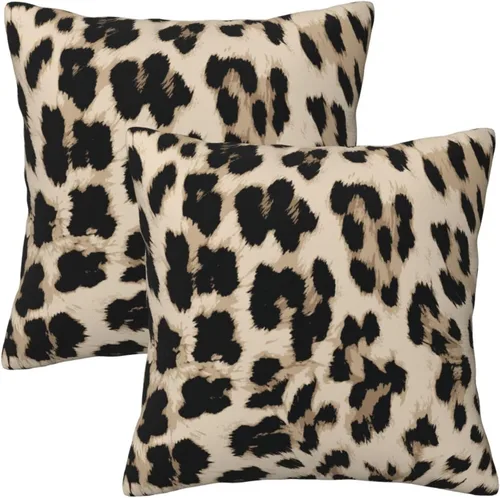 Vista 8 de HOSTECCO Juego de 2 fundas de almohada con estampado de leopardo de 18 x 18 pulgadas, fundas de almohada decorativas de terciopelo con estampado