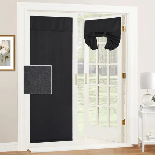 Vista 27 de RYB HOME Persianas de puerta francesa con mezcla de lino, autoadhesivas, privacidad para oscurecer la habitación, cortinas de ventana de puerta