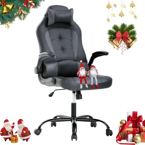 Vista 8 de Silla de videojuegos, silla ergonómica para computadora, silla de escritorio para juegos de oficina con soporte lumbar y reposacabezas, silla