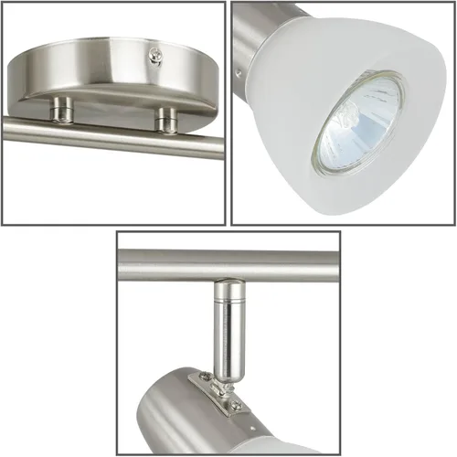 Vista 8 de XiNBEi Lighting Luz de riel, iluminación moderna de riel fijo con vidrio, 4 luces de techo de cocina de níquel cepillado XB-TR1237-4-BN