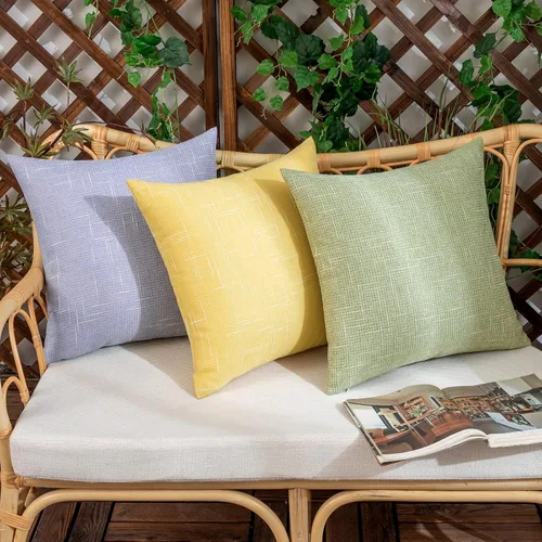 Vista 5 de Woaboy Lucky - Juego de 2 fundas de almohada impermeables para exteriores, decorativas, de lino, modernas, para jardín, patio, tienda, sofá