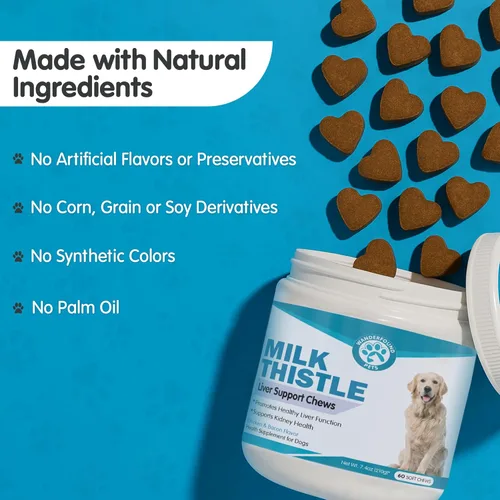 Vista 7 de Wanderfound Pets Cardo mariano para perros – Sabroso salmón y tocino saborizado natural para mascotas – Fórmula de desintoxicación y reparación