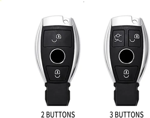 Vista 3 de Funda para llave de coche para Mercedes Benz A/B/C/S Class AMG GLA CLA GLC W176 W221 W204 W205, funda para llaves de automóvil, color plateado C