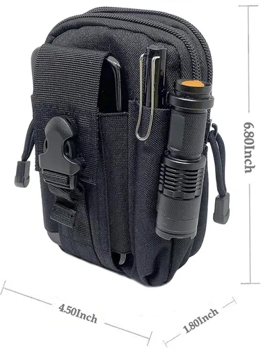 Vista 2 de Bolsa táctica multiusos para la cintura, funda táctica, bolsa militar para cinturón de cintura, cartera con cremallera, compatible con la mayoría
