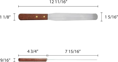 Vista 5 de TrueCraftware - Espátula de glaseado flexible de 8 pulgadas de acero inoxidable con mango de madera- Espátulas de crema para pastel de mantequilla