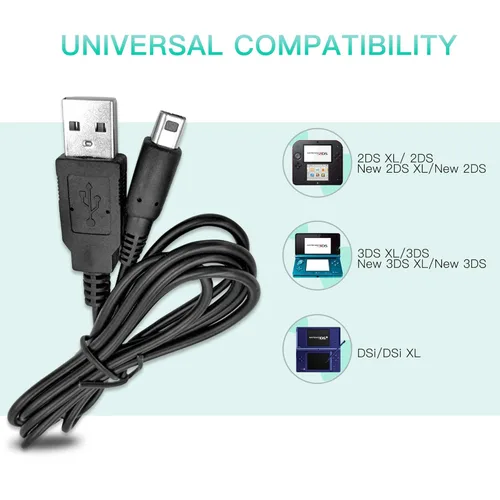 Vista 2 de DSi - Kit de cable de carga USB, adaptador de corriente alterna y lápiz capacitivo para Nintendo DSi, cable de carga de cargador de viaje de pared
