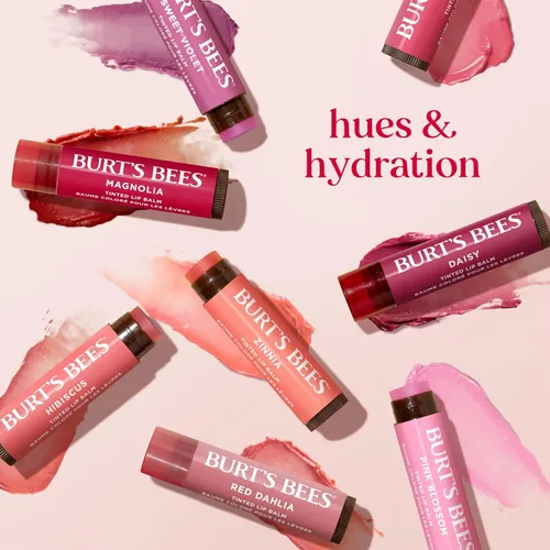 Vista 10 de Burt's Bees Bálsamo labial con color con fórmula de bálsamo tintado 2 en 1 de larga duración, color infundido con manteca de karité profundamente