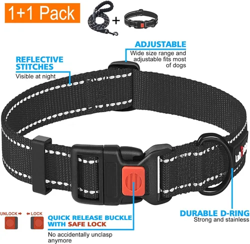 Vista 3 de Ladoogo - Correa resistente para perros, con cómoda asa acolchada, de 5 pies de largo - Correas para perros pequeños, medianos y grandes