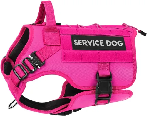 Vista 15 de PETNANNY - Chaleco táctico para perro de servicio - Arnés de apoyo emocional sin tirones con parches de gancho y bucle y sistema Molle para Negro