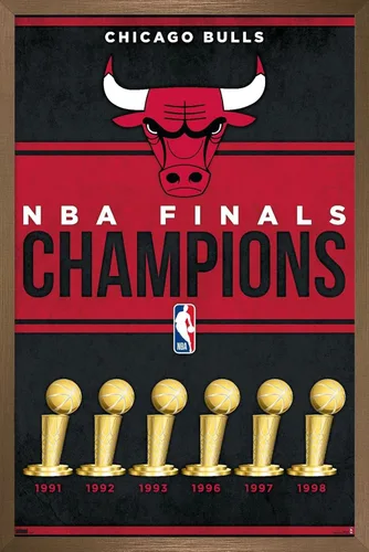 Vista 14 de Trends International NBA Chicago Bulls - Póster de pared de Champions 23, 22.4 pulgadas de largo x 14.7 pulgadas, versión enmarcada de madera