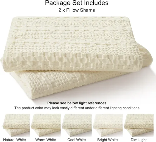 Vista 89 de PHF - Fundas de almohada 100% algodón con tejido gofre europeo, 26 x 26 pulgadas, 2 unidades para decoración elegante del hogar, para cama, sin