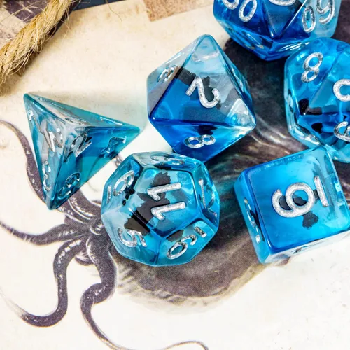 Vista 4 de Cusdie Dados DND de 7 Dados, Juego de Dados Poliédricos Rellenos con Animal, para Juego de Rol D&D Dados (Águila)
