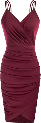 Grace Karin Vestido sexy de lentejuelas con purpurina brillante, para mujer, vestido de fiesta y club, fruncido, con tirantes delgados, cuello en V