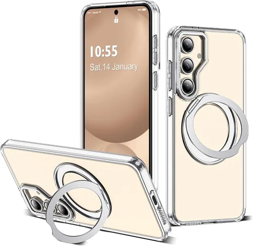Vista 9 de Funda compatible con Samsung Galaxy S22 y S23 Ultra con soporte de anillo magnético giratorio 360 compatible con protección militar Mag-Safe, funda